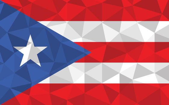 Low poly Puerto Rico flag vector illustration. Triangular Puerto Rican flag graphic. Puerto Rico country flag is a symbol of independence.