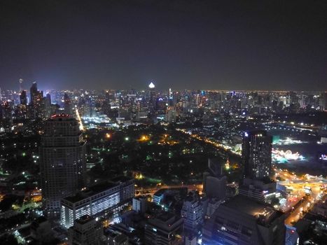Stunning skyscraper scene of Bangkok Metropolis Thailand at nigh