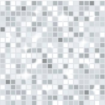 Silver white disco lights seamless pattern. Mosaic shimmer background.