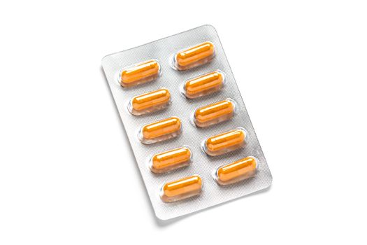 Turmeric capsules or Curcuma capsules in blister pack