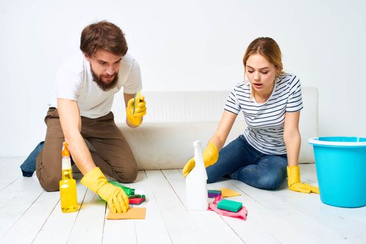 Man and woman housekeeping service interior lifestyle