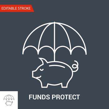 Funds Protect Icon. Thin Line Vector Illustration