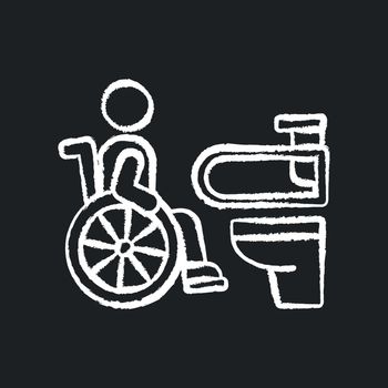 Accessible toilet chalk white icon on black background
