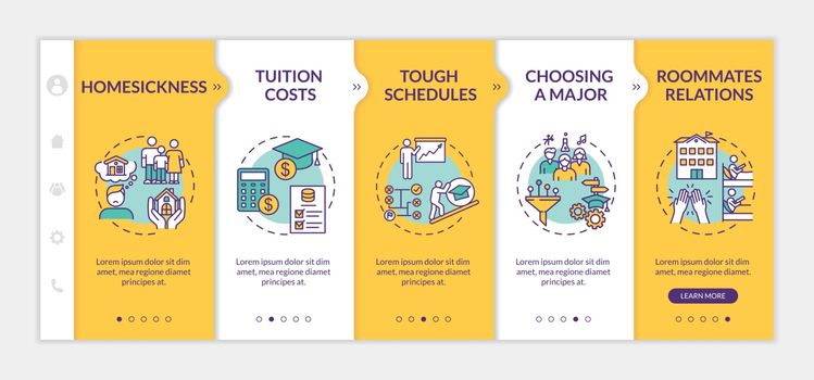 Student difficulties onboarding vector template