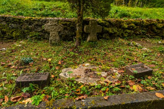 Military cemetery from 1814 in the Danube valley near Beuron in autumn