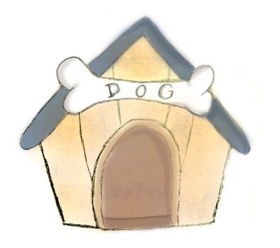 wooden brown doghouse - isolated hand-drawing