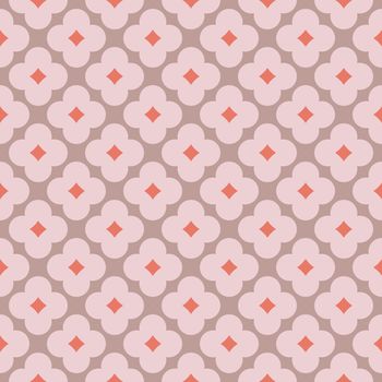 Seamless geometric pattern, fashion design in red, pale taupe and pink colors.
