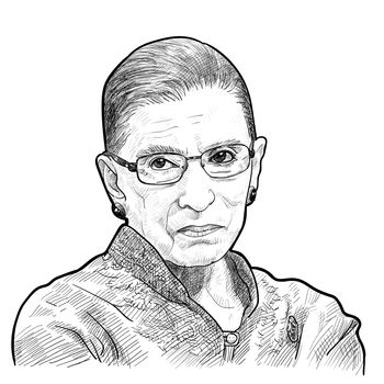 Drawing portrait of United States Supreme Court Justice, Ruth Ba