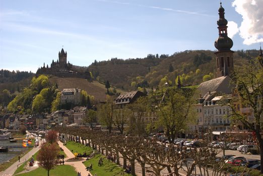 Cochem castle and town on Mosel in Germany