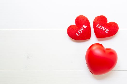 Red Heart with love on wooden background, 14 February Valentine 