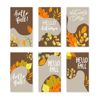 social media status or story banner template in abstract autumn or fall theme