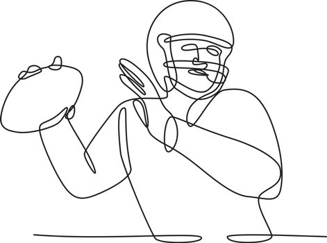 American Football Quarterback About to Throw Ball Continuous Line Drawing