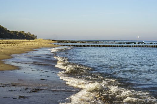 Waves on the Baltic Sea beach