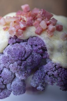 closeup of a purple cauliflower