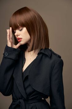 Close-up attractive woman Light skin black coat
