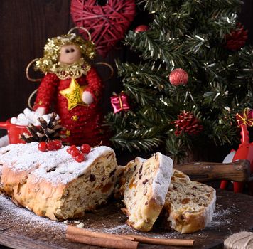 Stollen, a traditional European cake with nuts and candied fruit