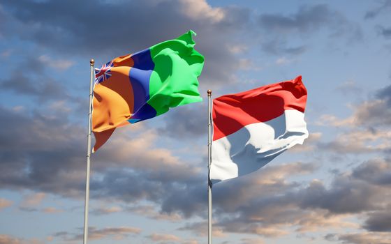 Beautiful national state flags of Sultanate of M'Simbati and Indonesia. 
