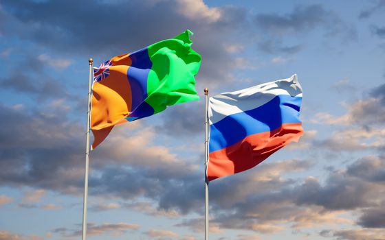 Beautiful national state flags of Sultanate of M'Simbati and Russia. 