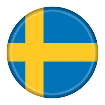 Sweden flag button 3d illustration with clipping path