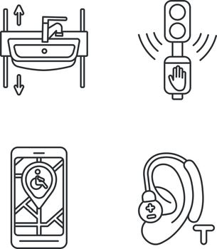 Accessibility devices linear icons set