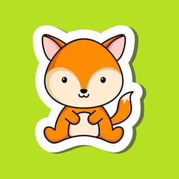 Cute cartoon sticker little fox logo template. Mascot animal cha