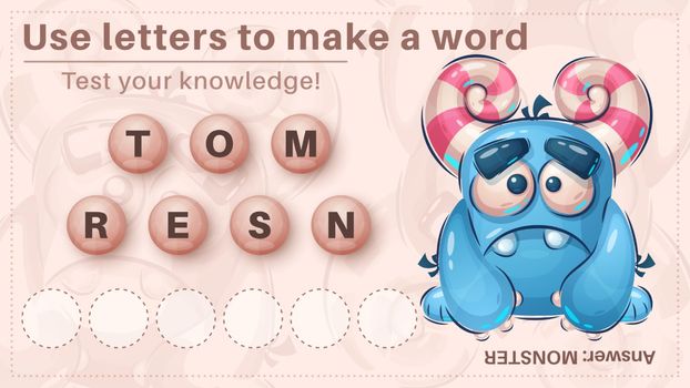 Cute dino - game for kids, make a word from letters