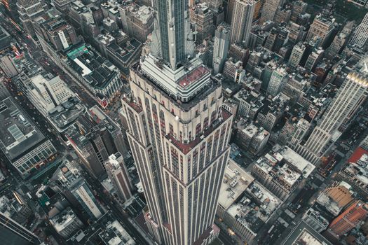 Circa September 2019: Breathtaking Overhead Aerial View of Empire State Building in Manhattan, New York City HQ
