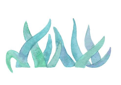 Hand-drawn watercolor leaves isolated boarder on white background.
