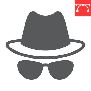 Spy agent glyph icon, security and detective, hacker sign vector graphics, editable stroke solid icon, eps 10.