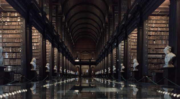 DUBLIN, IRELAND, JAN 21 2017, The Long Room in the Trinity College Library on in Dublin, Ireland. Trinity College Library is the largest library in Ireland and home to The Book of Kells.