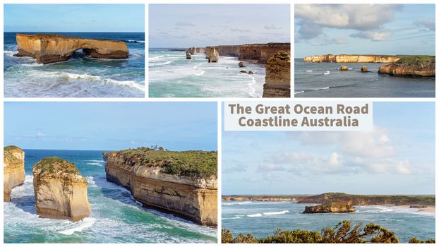 Collage Of The Famous Great Ocean Road Coastline In Australia