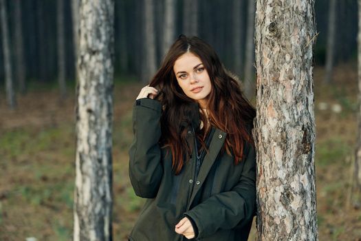 Pretty woman in forest travel nature lifestyle vacation. High quality photo