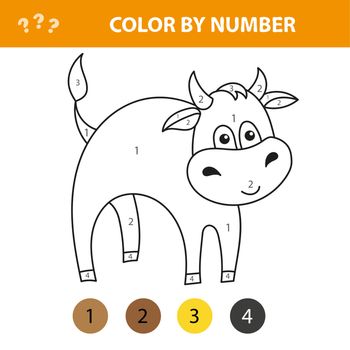 Vector illustration with a cute bull - coloring book