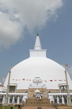 Sri Lanka, Buddhist stupa painted white near Polonnaruwa 