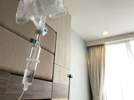 saline solution drip for treatment patient in hospital