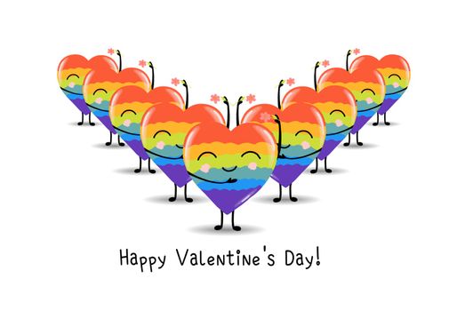 Gay Pride. LGBT concept. Cartoon vector colorful illustration. Valentine's Day. Rainbow heart. Lesbian-gay-bisexual-transgender. Rainbow love concept. Vector illustration.
