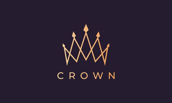 royal crown logo with minimalist line art style and luxury gold color