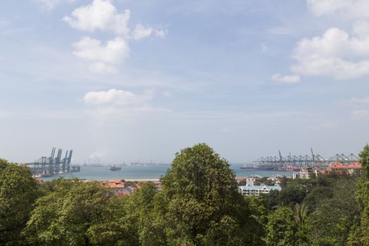 View of Singapore container terminal