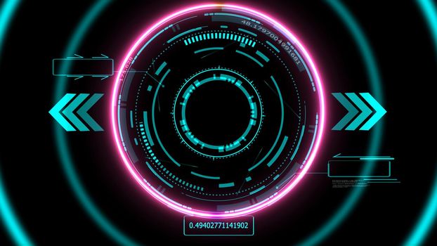 futuristic technology digital radar detected holographic element pink laser glow effect arrow two callout border with numeric blue tone