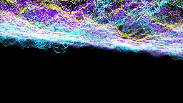 Futuristic abstract blur technology magenta purple blue yellow waveform ball oscillation slope upside down
