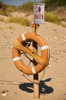 Life buoy attached to the pole