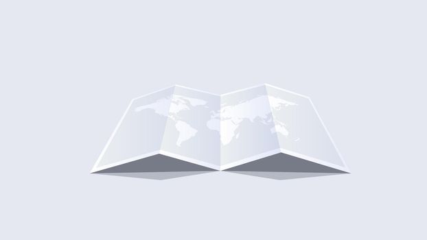 Paper Booklet With Worldmap. Flat Vector Illustration