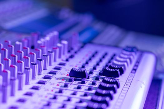 Sound recording studio mixer desk: professional music production