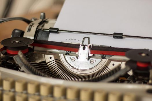 Closeup picture of an old-fashioned vintage typewriter