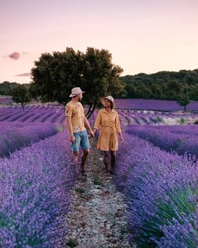 couple on vacation in the Provence France visiting the lavender fields of the Provence France