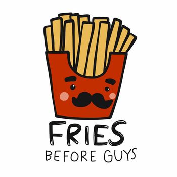 Fries before guys cartoon vector illustration