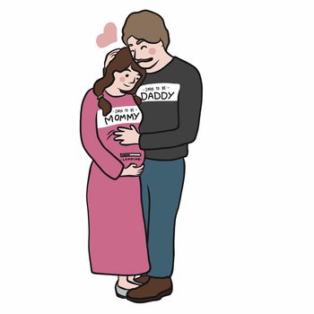Soon to be mommy and daddy cartoon vector illustration