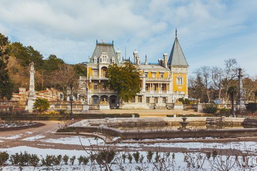 ALUPKA, CRIMEA - February 10, 2015. Massandra Palace. Chateauesque villa of Emperor Alexander III of Russia.