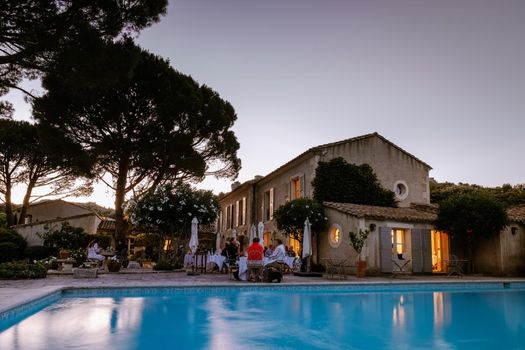 luxury hotel Provence France during sunset with swimming pool