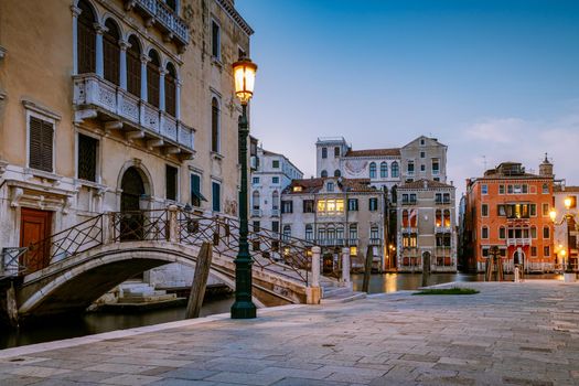 Beautiful venetian street in summer day, Italy Venice